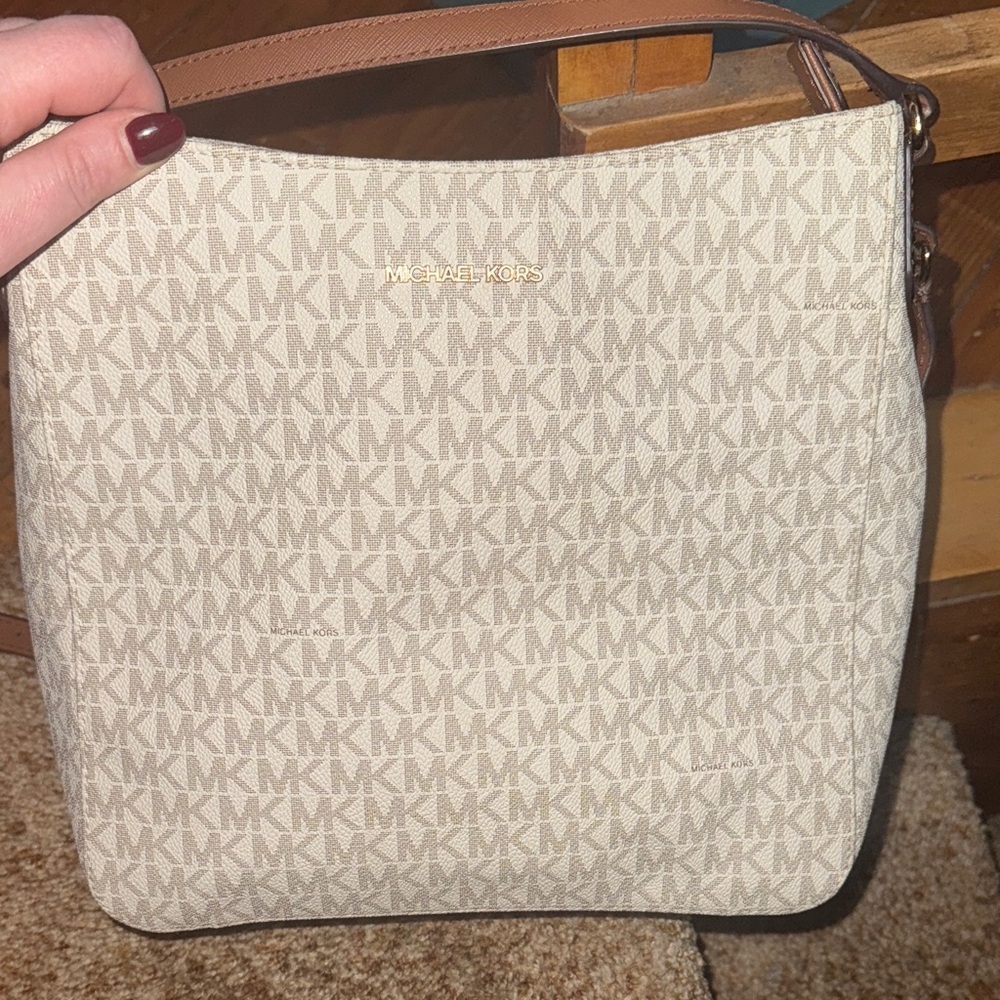 Michael Kors Beige and Brown Shoulder Bag